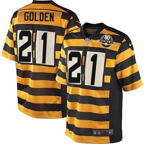 Men's Elite Robert Golden 80th Anniversary Nike Jersey Gold/Black Alternate - #21 Throwback NFL Pittsburgh Steelers